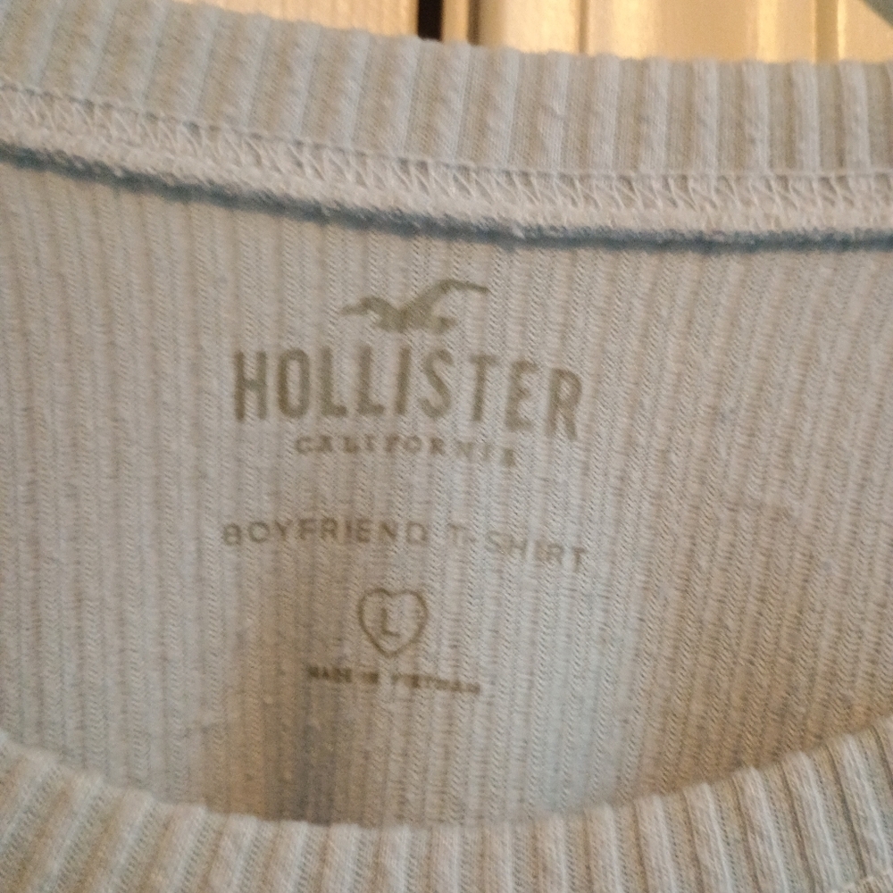 Hollister‎ Boyfriend Ribbed Sweatshirt Blue Size Large Long Sleeve Textured Knit - Picture 4 of 11